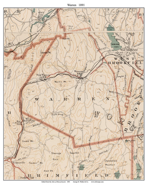 Warren, 1891 - Old Town Map Reprint - Worcester Co. - 1891 Atlas of Massachusetts