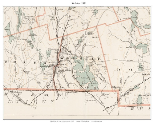 Webster, 1891 - Old Town Map Reprint - Worcester Co. - 1891 Atlas of Massachusetts