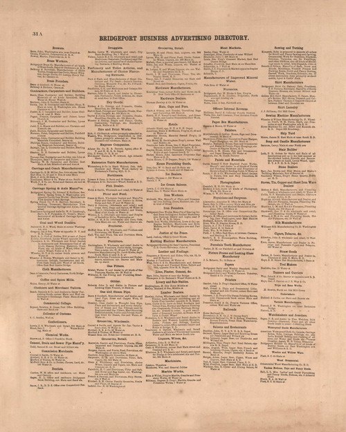 Bridgeport Business Advertising Directory, Connecticut 1867 - Fairfield Co. Old Town Map Reprint - NYC Vicinity Atlas 2609 36