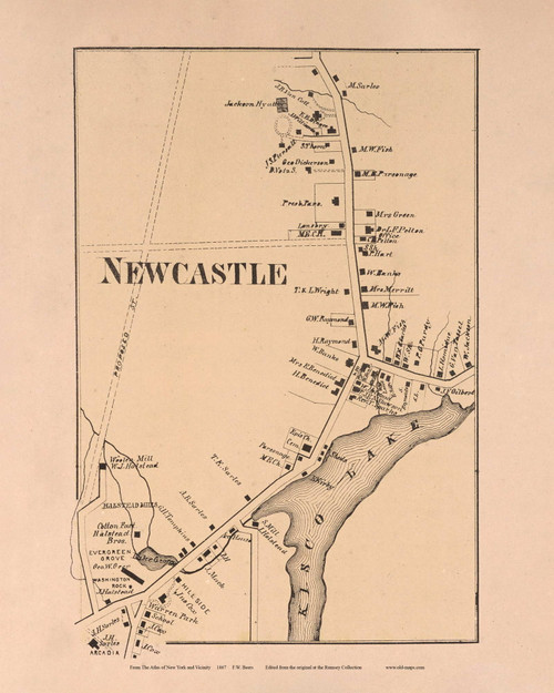 Newcastle Village, New York 1867 - Westchester Co. Old Town Map Custom Reprint - NYC Vicinity Atlas 2609 15