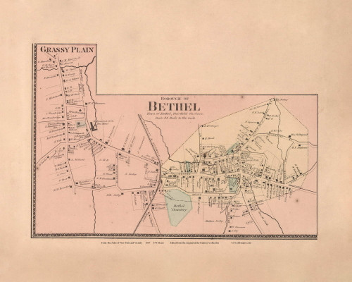 Bethel Village, Connecticut 1867 - Fairfield Co. Old Town Map Custom Reprint - NYC Vicinity Atlas 2609 51