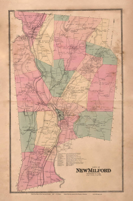 New Milford, Connecticut 1867 - Litchfield Co. Old Town Map Custom Reprint - NYC Vicinity Atlas 2609 57