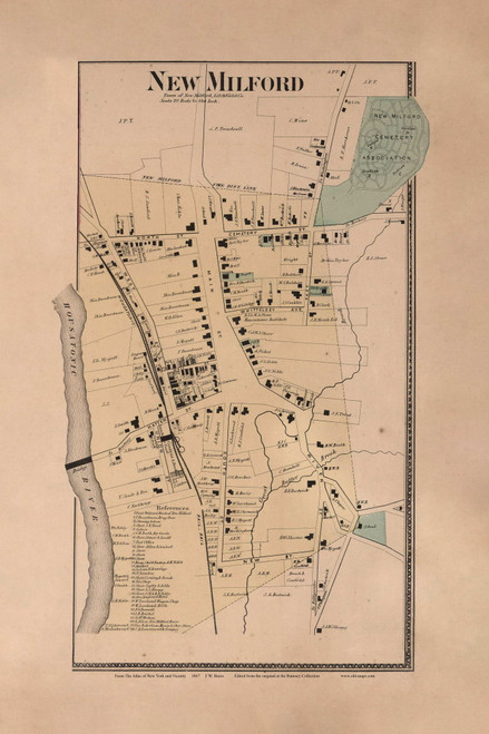 New Milford Village, Connecticut 1867 - Litchfield Co. Old Town Map Custom Reprint - NYC Vicinity Atlas 2609 58
