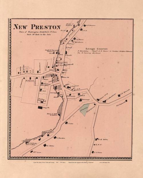 New Preston, Connecticut 1867 - Litchfield Co. Old Town Map Custom Reprint - NYC Vicinity Atlas 2609 60