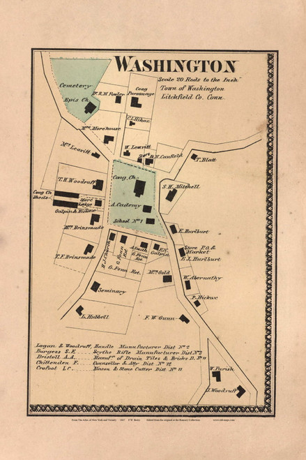 Washington, Connecticut 1867 - Litchfield Co. Old Town Map Custom Reprint - NYC Vicinity Atlas 2609 60