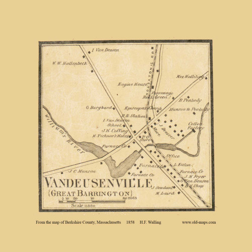 Vandeusenville - Great Barrington Massachusetts 1858 Old Town Map Custom Print - Berkshire Co.