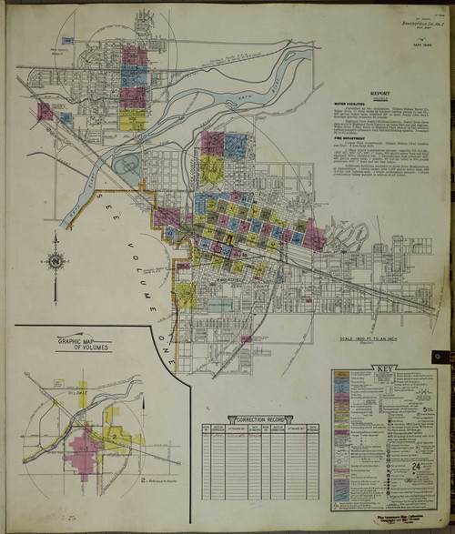 Bakersfield California 1951 V2 - Fire Insurance Index - Old Map Reprint
