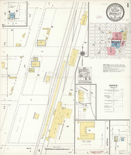 Brawley California 1911 - Fire Insurance Index - Old Map Reprint