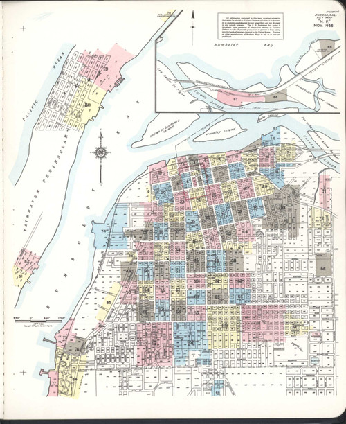 Eureka California 1957 - Fire Insurance Index - Old Map Reprint