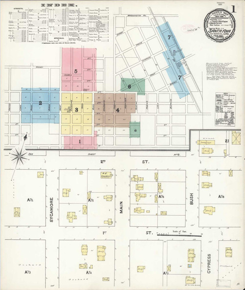 Los Angeles - Santa Ana California 1891 - Fire Insurance Index - Old Map Reprint