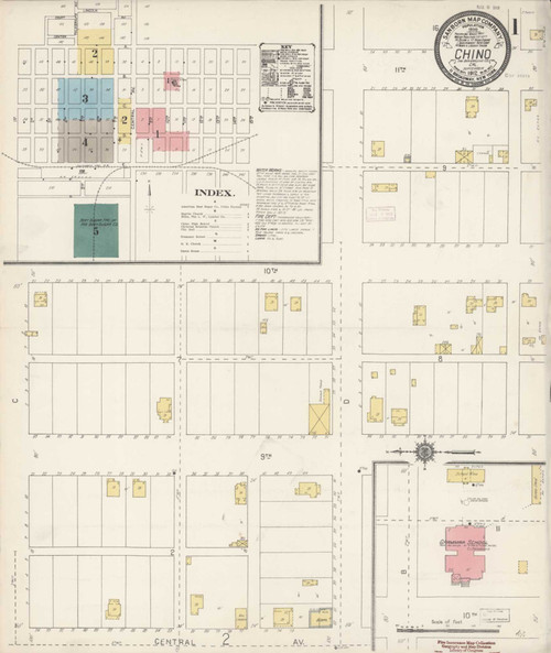 Los Angeles - Chino California 1912 - Fire Insurance Index - Old Map Reprint