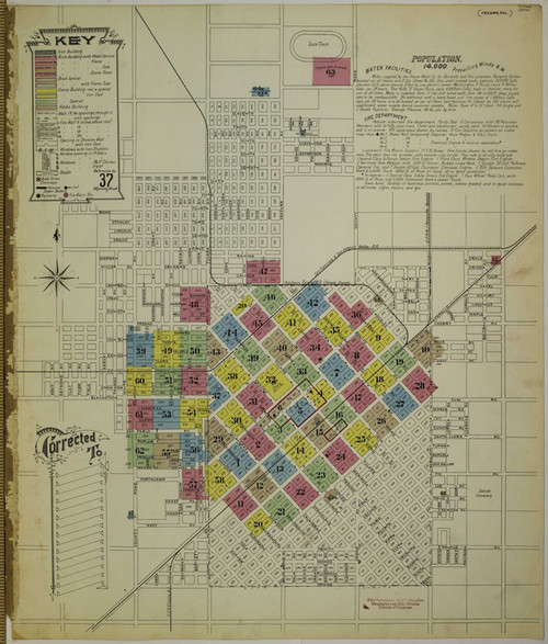 Fresno California 1898 - Fire Insurance Index - Old Map Reprint