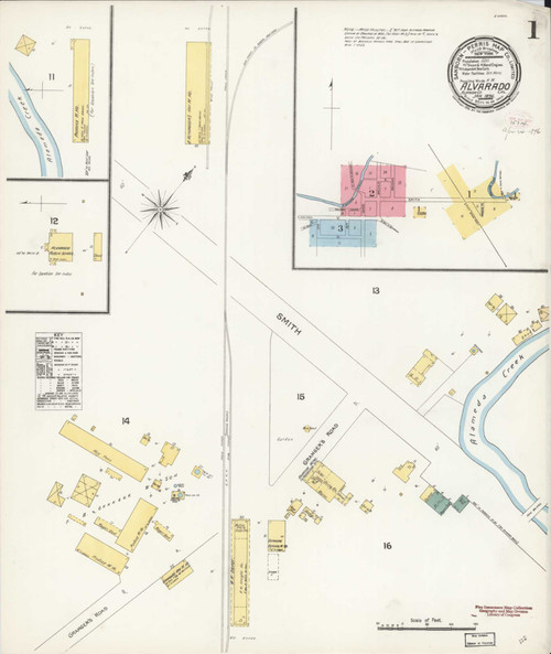 Alvarado California 1896 - Fire Insurance Index - Old Map Reprint