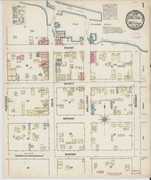 Antioch California 1884 - Fire Insurance Index - Old Map Reprint