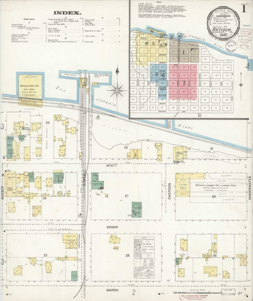 Antioch California 1900 - Fire Insurance Index - Old Map Reprint