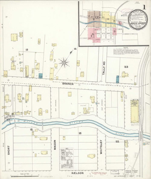 Arroyo Grande California 1891 - Fire Insurance Index - Old Map Reprint