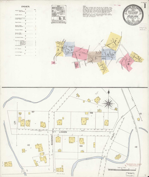 Auburn California 1907 - Fire Insurance Index - Old Map Reprint