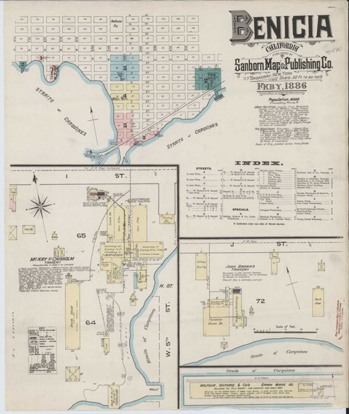 Benicia California 1886 - Fire Insurance Index - Old Map Reprint