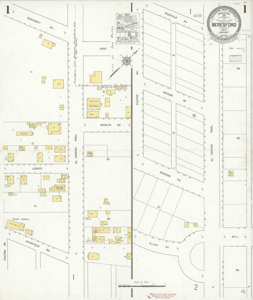 Beresford California 1927 - Fire Insurance Index - Old Map Reprint