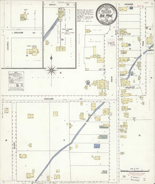 Big Pine California 1909 - Fire Insurance Index - Old Map Reprint