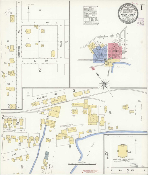Blue Lake California 1908 - Fire Insurance Index - Old Map Reprint