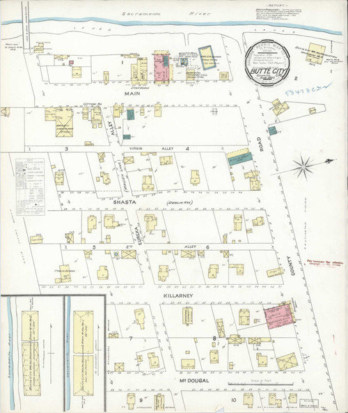 Butte City California 1897 - Fire Insurance Index - Old Map Reprint