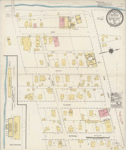 Butte City California 1918 - Fire Insurance Index - Old Map Reprint