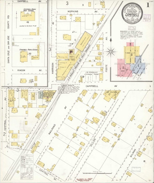 Campbell California 1905 - Fire Insurance Index - Old Map Reprint