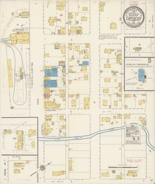 Cayucos California 1913 - Fire Insurance Index - Old Map Reprint