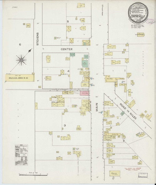 Centerville California 1887 - Fire Insurance Index - Old Map Reprint