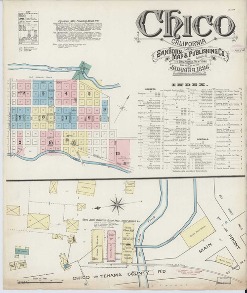Chico California 1886 - Fire Insurance Index - Old Map Reprint