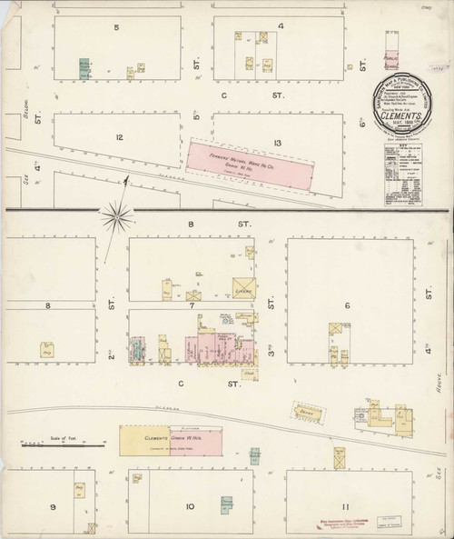 Clements California 1888 - Fire Insurance Index - Old Map Reprint