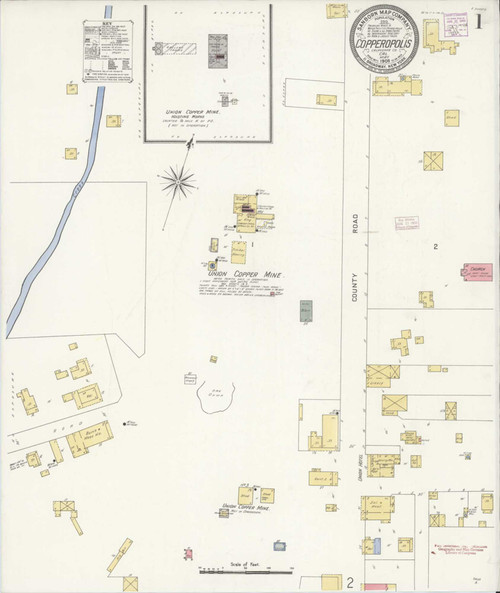 Copperopolis California 1908 - Fire Insurance Index - Old Map Reprint