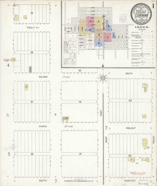 Corning California 1903 - Fire Insurance Index - Old Map Reprint