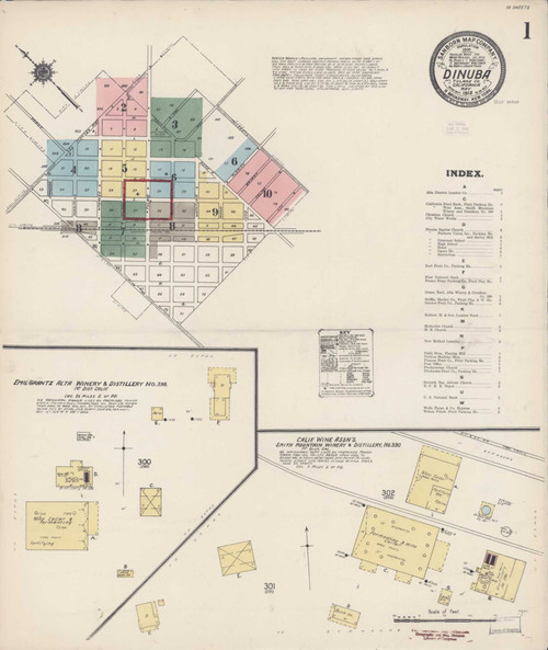 Dinuba California 1912 - Fire Insurance Index - Old Map Reprint