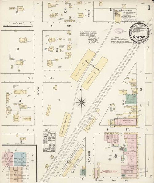 Dixon California 1888 - Fire Insurance Index - Old Map Reprint