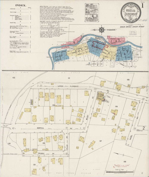 Dunsmuir California 1920 - Fire Insurance Index - Old Map Reprint
