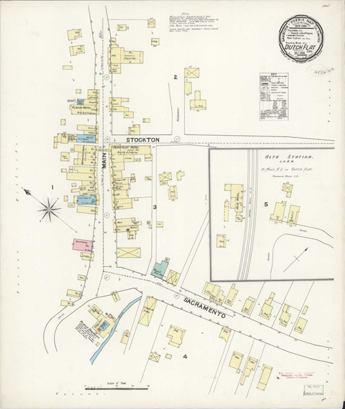 Dutch Flat California 1890 - Fire Insurance Index - Old Map Reprint