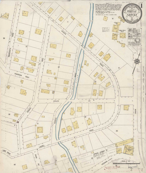 Fairfax California 1919 - Fire Insurance Index - Old Map Reprint