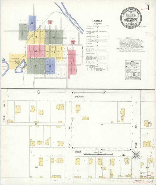 Fort Bragg California 1909 - Fire Insurance Index - Old Map Reprint