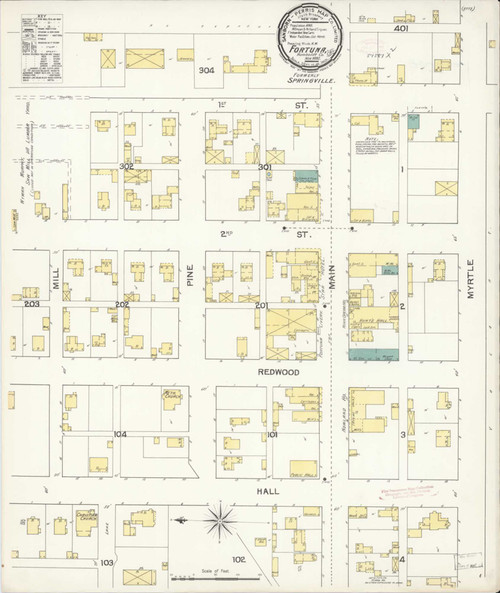 Fortuna California 1892 - Fire Insurance Index - Old Map Reprint