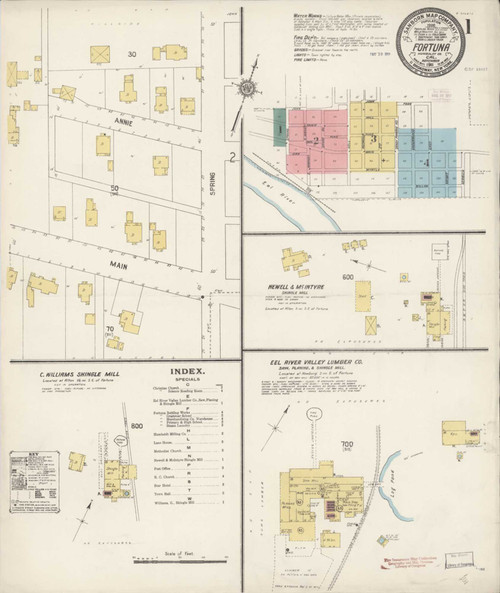 Fortuna California 1911 - Fire Insurance Index - Old Map Reprint