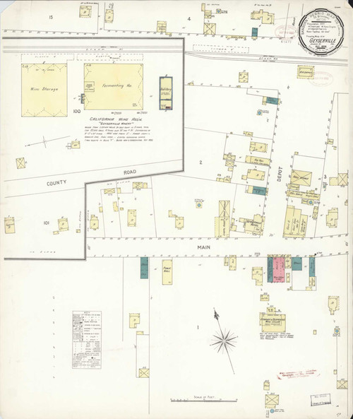 Geyserville California 1899 - Fire Insurance Index - Old Map Reprint