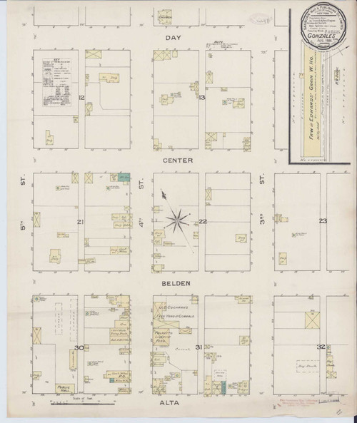 Gonzales California 1886 - Fire Insurance Index - Old Map Reprint