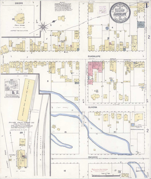 Guadalupe California 1909 - Fire Insurance Index - Old Map Reprint