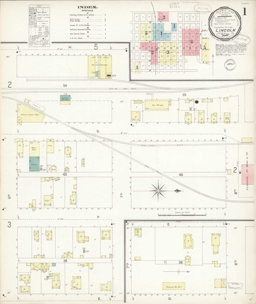 Lincoln California 1899 - Fire Insurance Index - Old Map Reprint