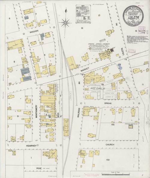 Loleta California 1909 - Fire Insurance Index - Old Map Reprint