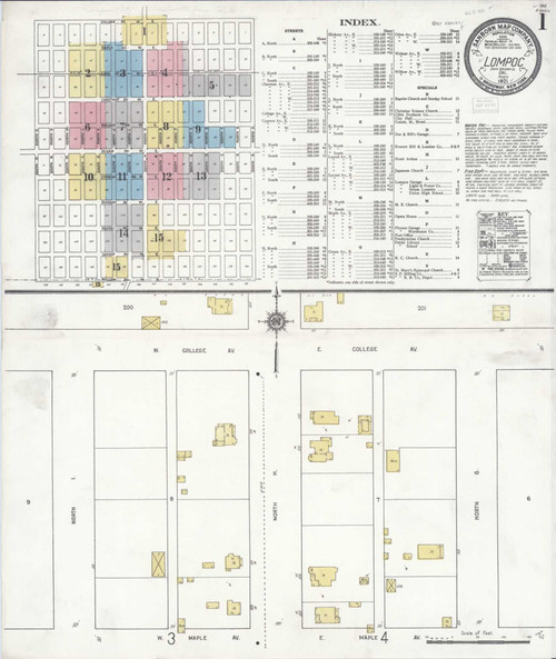 Lompoc California 1921 - Fire Insurance Index - Old Map Reprint