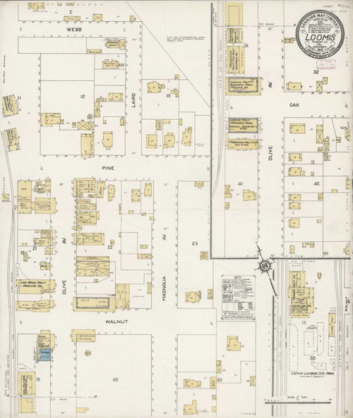 Loomis California 1913 - Fire Insurance Index - Old Map Reprint