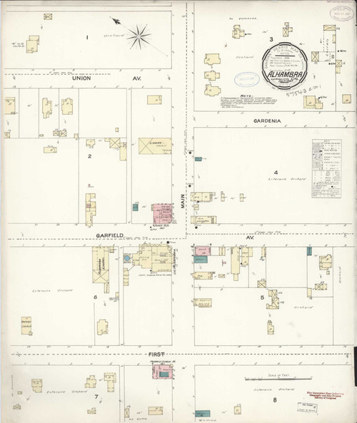 Los Angeles - Alhambra California 1897 - Fire Insurance Index - Old Map Reprint